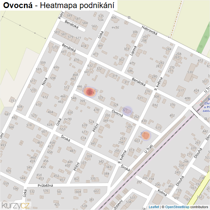 Mapa Ovocná - Firmy v ulici.