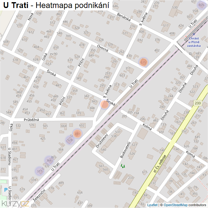 Mapa U Trati - Firmy v ulici.