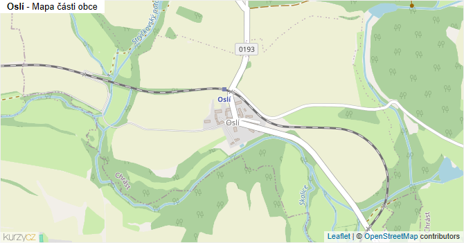Oslí - mapa části obce