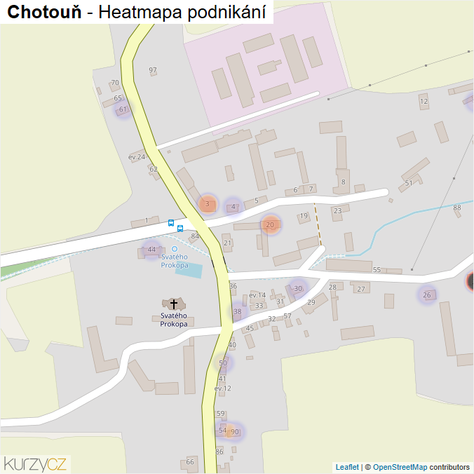 Mapa Chotouň - Firmy v části obce.