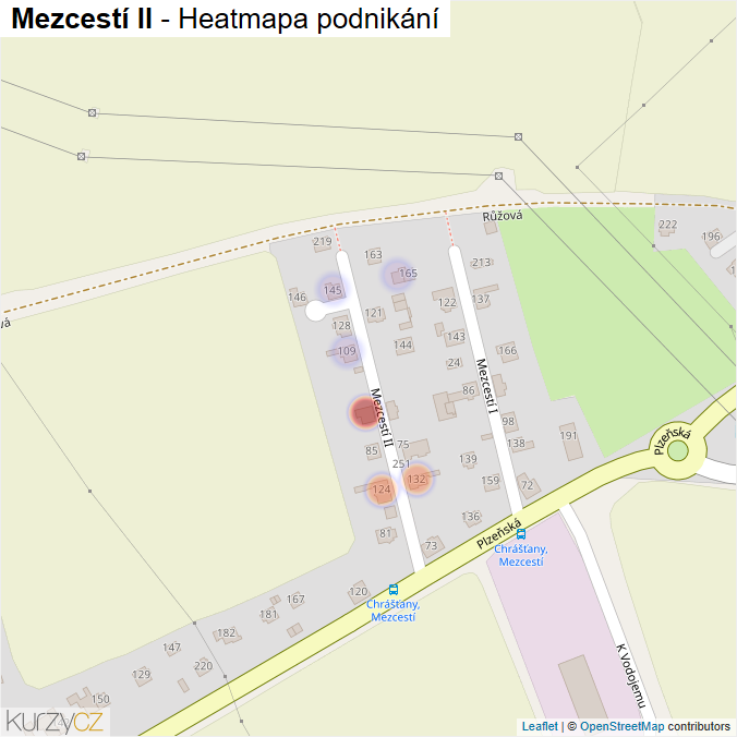 Mapa Mezcestí II - Firmy v ulici.