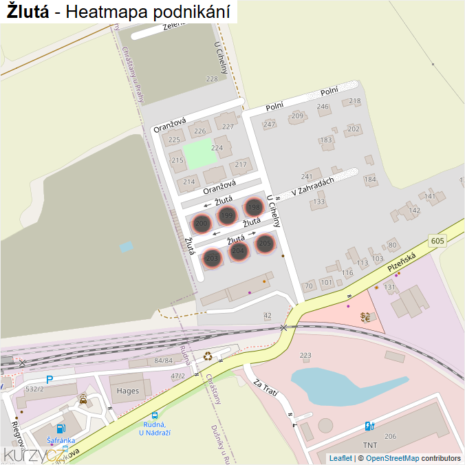 Mapa Žlutá - Firmy v ulici.