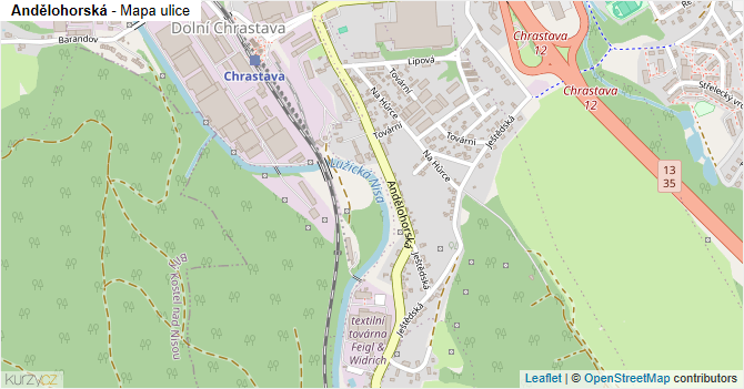 Andělohorská - mapa ulice