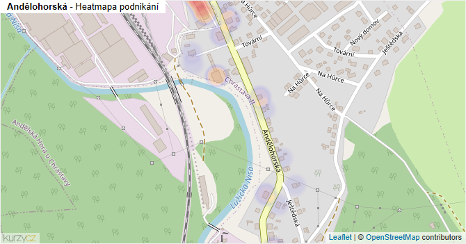 Andělohorská - mapa podnikání