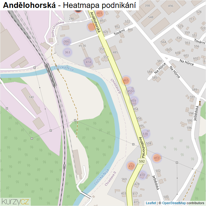 Mapa Andělohorská - Firmy v ulici.