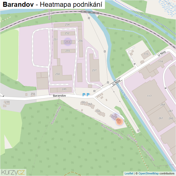 Mapa Barandov - Firmy v ulici.