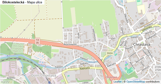 Bílokostelecká - mapa ulice