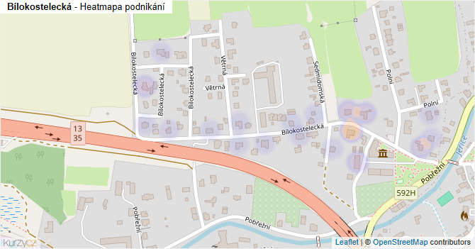 Bílokostelecká - mapa podnikání