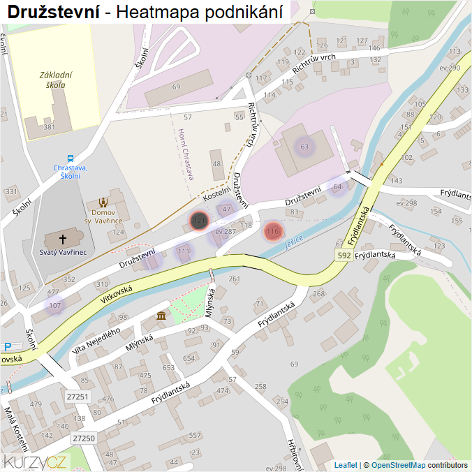 Mapa Družstevní - Firmy v ulici.