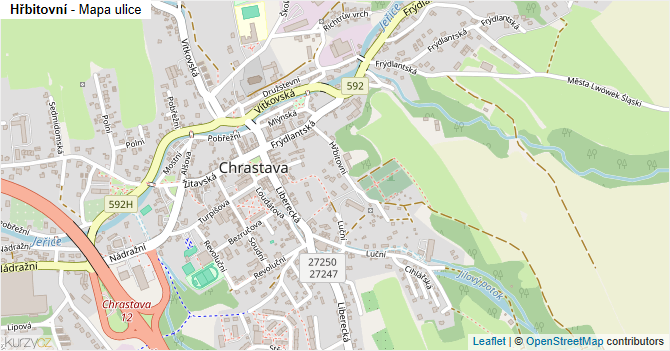 Hřbitovní - mapa ulice