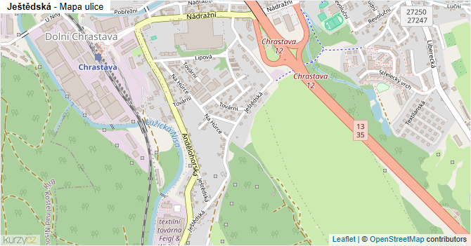Ještědská - mapa ulice