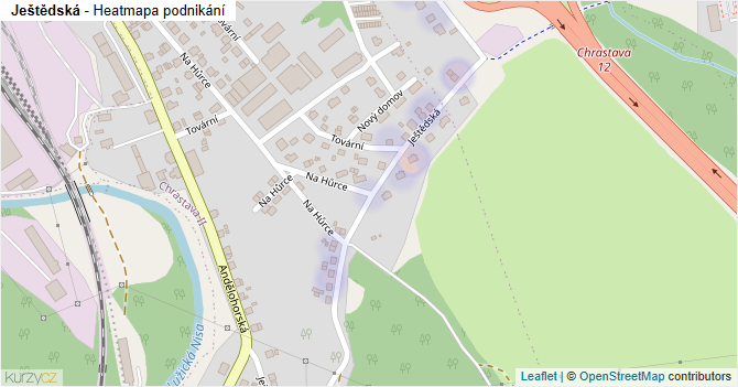 Ještědská - mapa podnikání