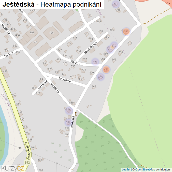 Mapa Ještědská - Firmy v ulici.