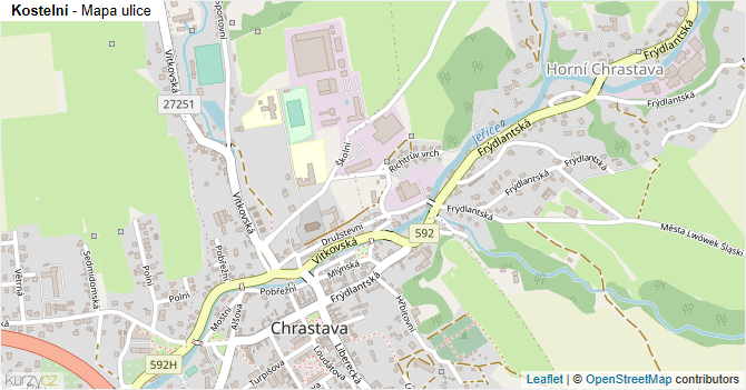 Kostelní - mapa ulice