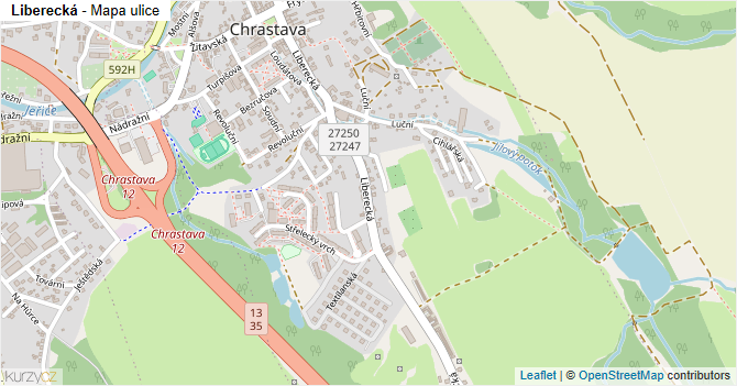Liberecká - mapa ulice