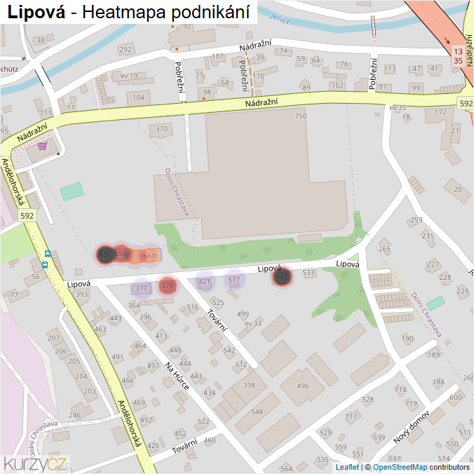 Mapa Lipová - Firmy v ulici.