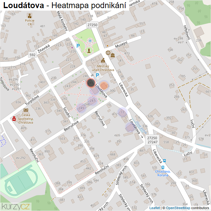 Mapa Loudátova - Firmy v ulici.