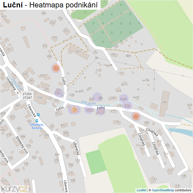 Mapa Luční - Firmy v ulici.