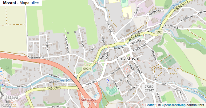 Mostní - mapa ulice
