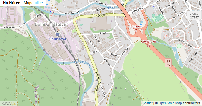 Na Hůrce - mapa ulice