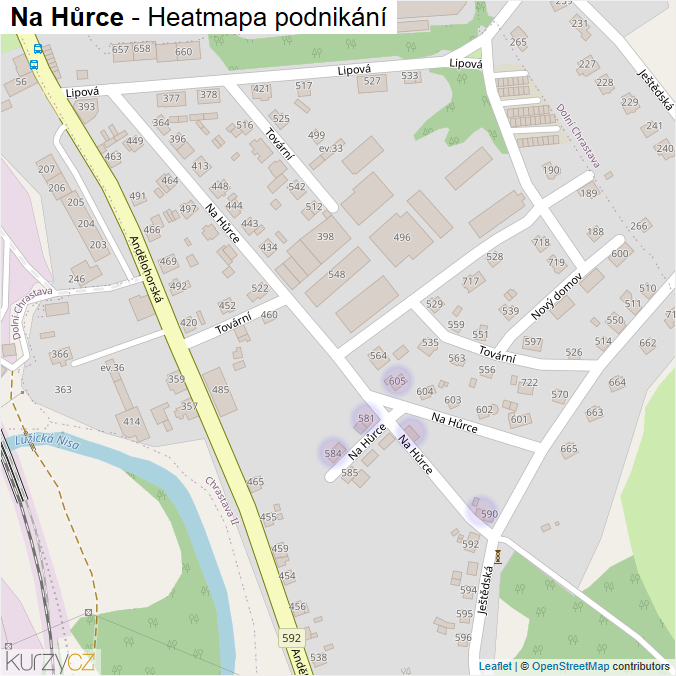 Mapa Na Hůrce - Firmy v ulici.
