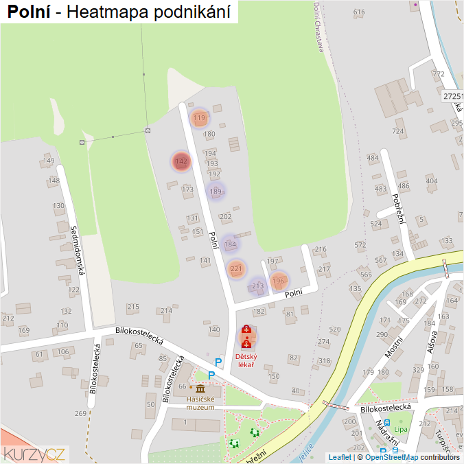 Mapa Polní - Firmy v ulici.
