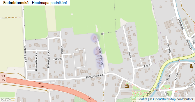 Sedmidomská - mapa podnikání