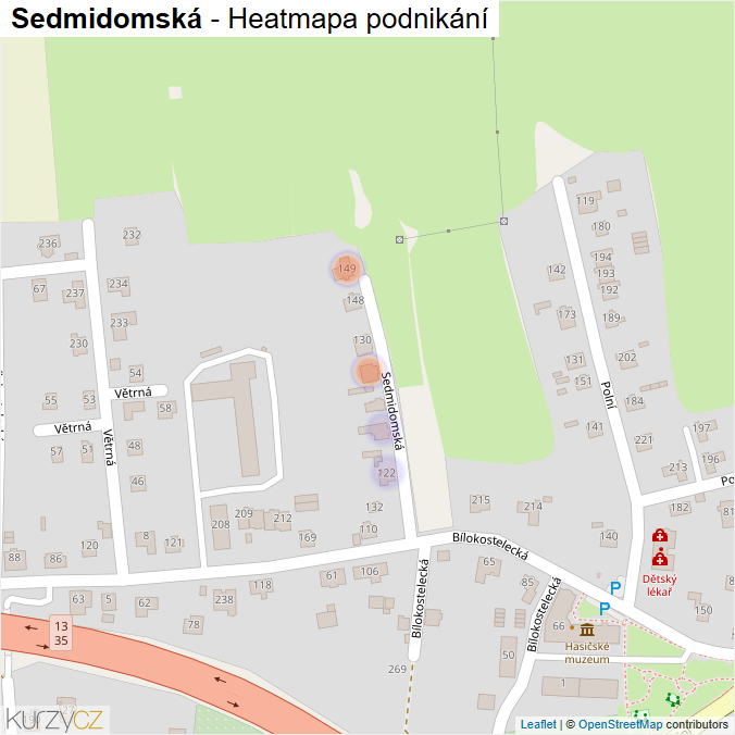 Mapa Sedmidomská - Firmy v ulici.
