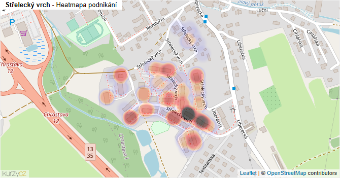 Střelecký vrch - mapa podnikání