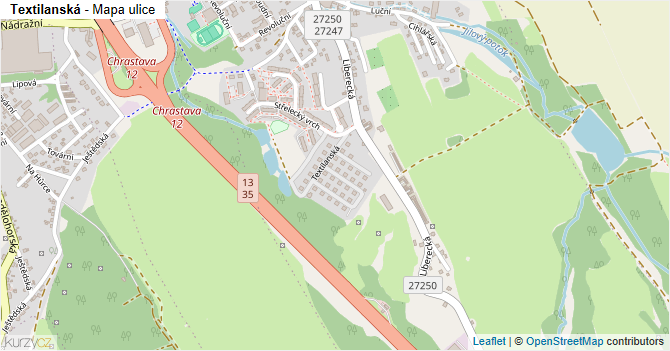 Textilanská - mapa ulice