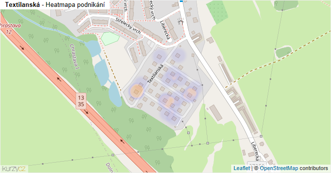 Textilanská - mapa podnikání