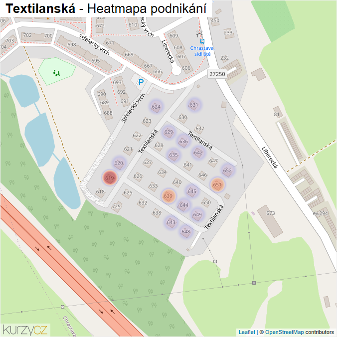 Mapa Textilanská - Firmy v ulici.