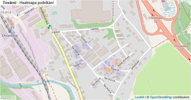 Tovární - mapa podnikání