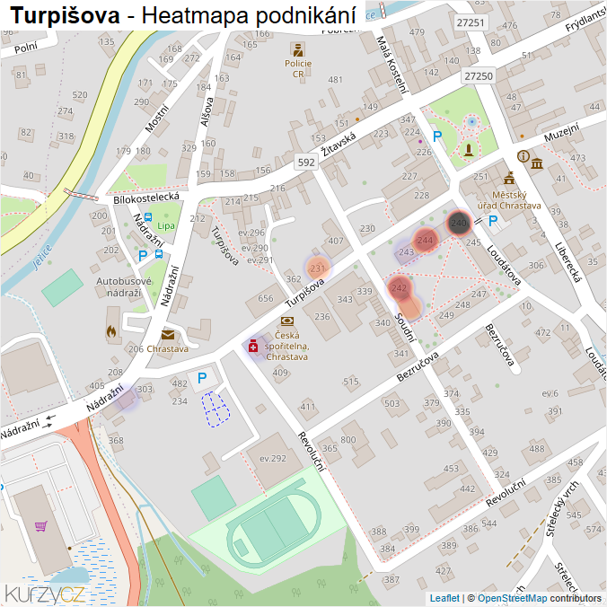 Mapa Turpišova - Firmy v ulici.