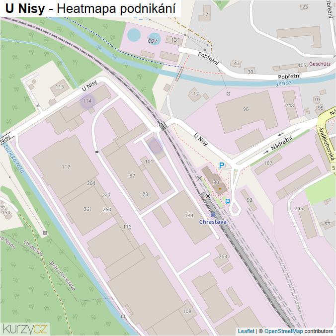 Mapa U Nisy - Firmy v ulici.