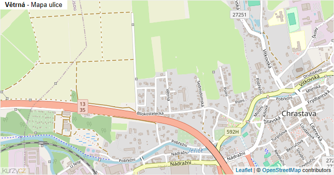 Větrná - mapa ulice