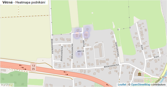 Větrná - mapa podnikání