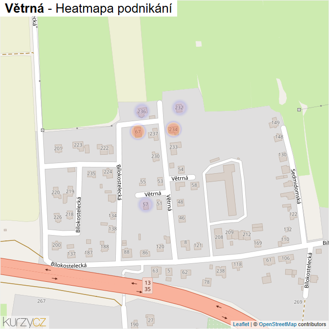 Mapa Větrná - Firmy v ulici.