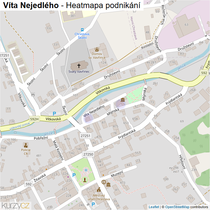 Mapa Víta Nejedlého - Firmy v ulici.