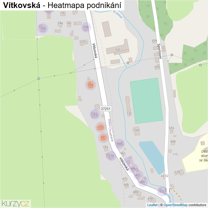 Mapa Vítkovská - Firmy v ulici.