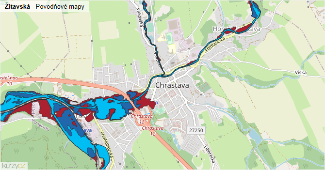 Žitavská - záplavové mapy stoleté vody