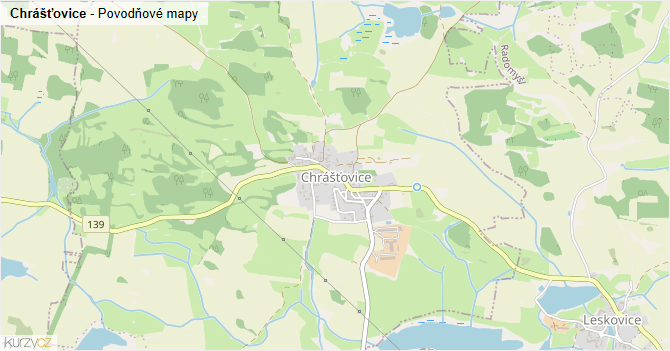 Chrášťovice - záplavové mapy stoleté vody