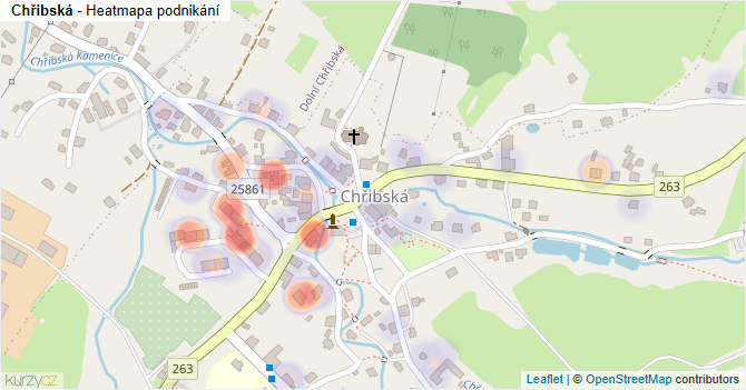 Chřibská - mapa podnikání