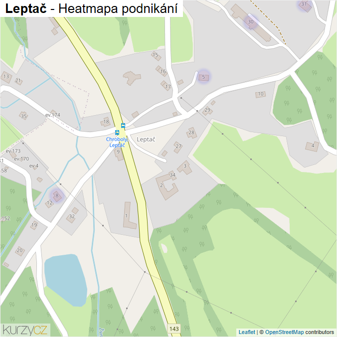 Mapa Leptač - Firmy v části obce.