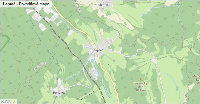 Leptač - záplavové mapy stoleté vody