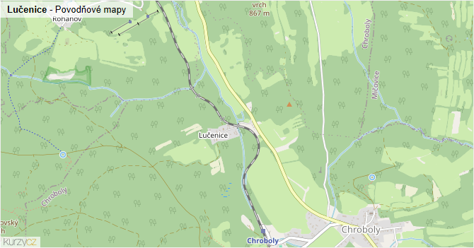 Lučenice - záplavové mapy stoleté vody