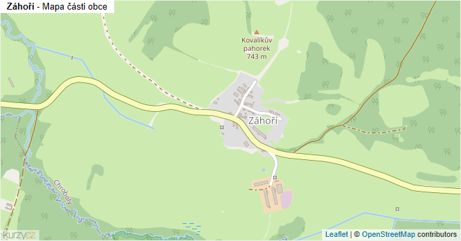Záhoří - mapa části obce