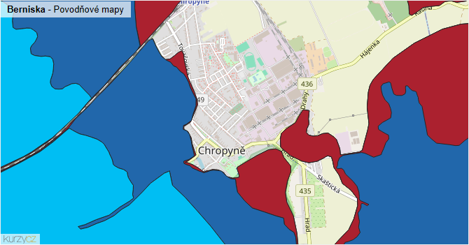 Berniska - záplavové mapy stoleté vody