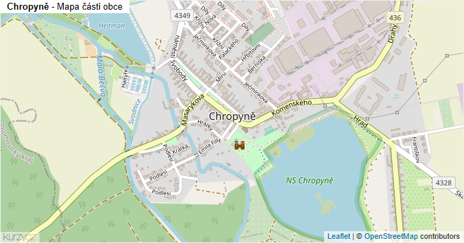 Chropyně - mapa části obce