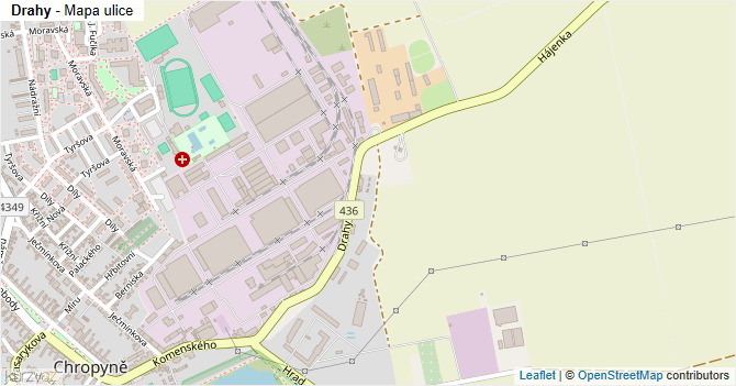 Drahy - mapa ulice